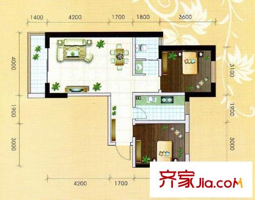 宜和花園 2室 戶型圖