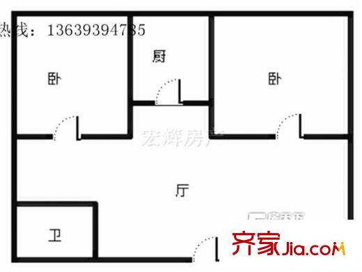 中科院家屬院  2室  戶型圖
