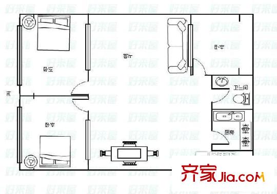 銀杏之家戶型圖銀信之家  3室  戶型圖 3室2廳1衛(wèi)1廚