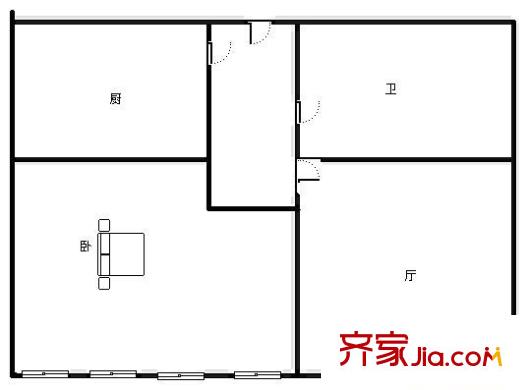 東崗交警大隊家屬院 1室 戶型圖