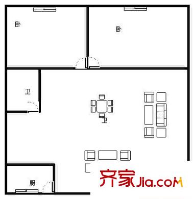 東崗小院 2室 戶型圖