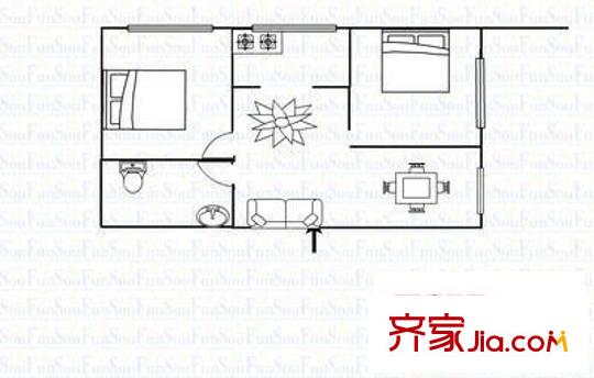 中興大廈 2室 戶型圖