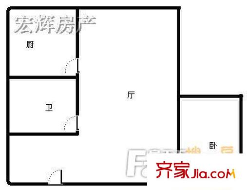 農(nóng)業(yè)大廈家屬院  1室  戶型圖