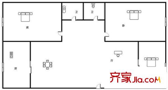 農(nóng)業(yè)大廈家屬院  3室  戶型圖