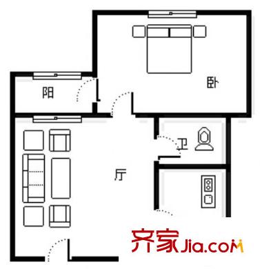 蘭鐵分局八隊(duì)家屬院 1室 戶型圖