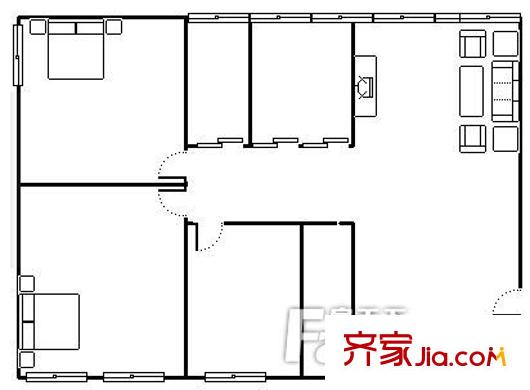 蘭鐵分局八隊家屬院 3室 戶型圖
