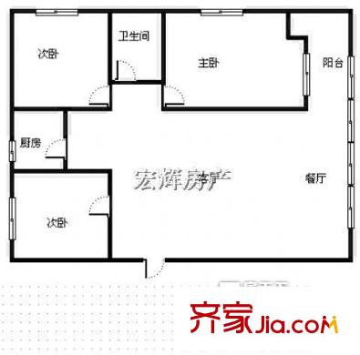  紅山西村小區(qū)  3室  戶型圖