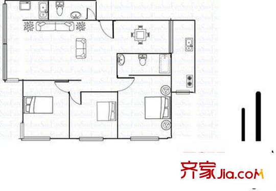 工行家屬院(大潤(rùn)發(fā)對(duì)面)戶型圖工行家屬院（大潤(rùn)發(fā)對(duì)面） 3室 戶型圖 3室2廳2衛(wèi)1廚