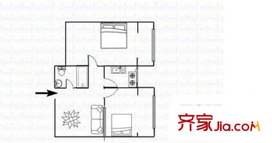 中興大廈 2室 戶型圖