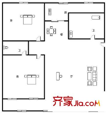 農(nóng)業(yè)大廈家屬院  2室  戶型圖