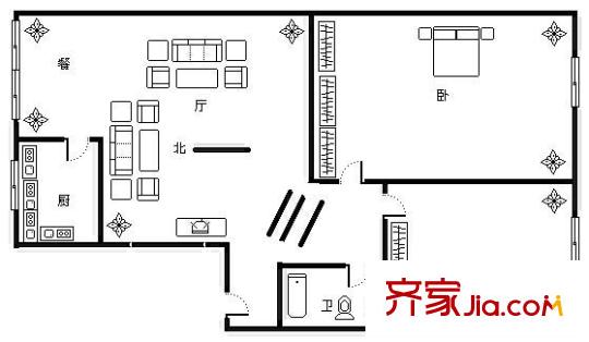 蘭鐵分局八隊家屬院 2室 戶型圖