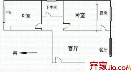 省外貿公司家屬院 2室 戶型圖