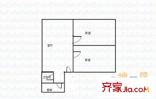 西北石油公司家屬院 2室 戶型圖