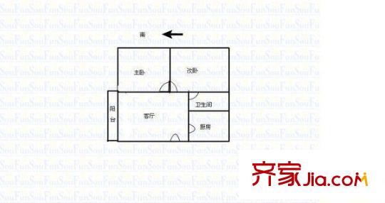 水電設計院家屬院  2室  戶型圖