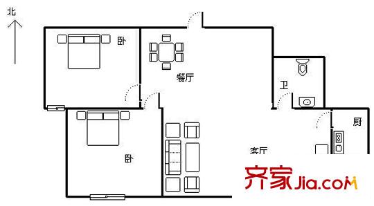 甘肅省建筑設(shè)計研究所家屬院 2室 戶型圖