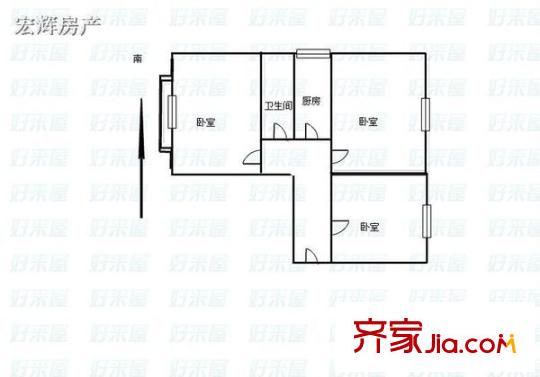 省外貿(mào)公司家屬院 3室 戶型圖