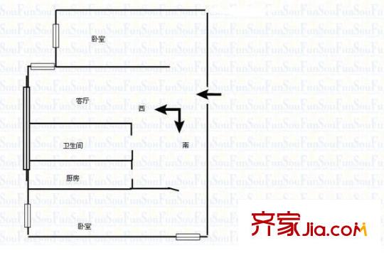 商務(wù)廳家屬院 2室 戶型圖