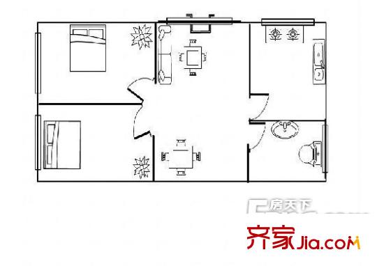電信局家屬院(二熱)戶型圖電信局家屬院（二熱） 2室 戶型圖 2室2廳1衛(wèi)1廚
