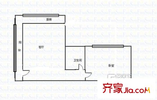蘭柴廠家屬院 1室 戶型圖