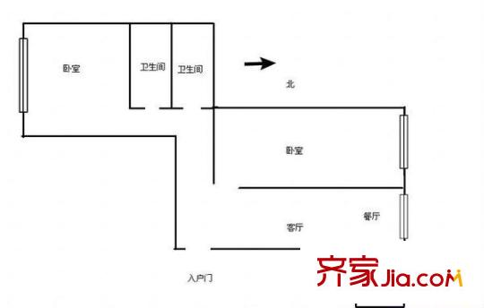  城關區(qū)政府雁灘住宅小區(qū)  2室  戶型圖