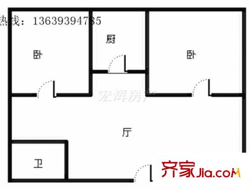  城關(guān)區(qū)政府雁灘住宅小區(qū)  2室  戶型圖