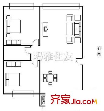  城關(guān)區(qū)政府雁灘住宅小區(qū)  2室  戶型圖