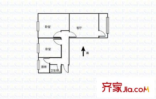 牟家莊火電工程公司家屬院 2室 戶型圖