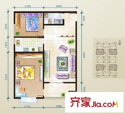 燃?xì)夤炯覍僭?2室 戶型圖