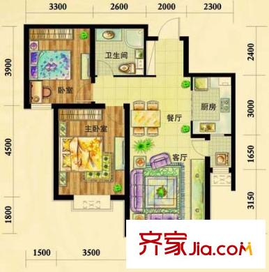 天驕嘉園 2室 戶型圖