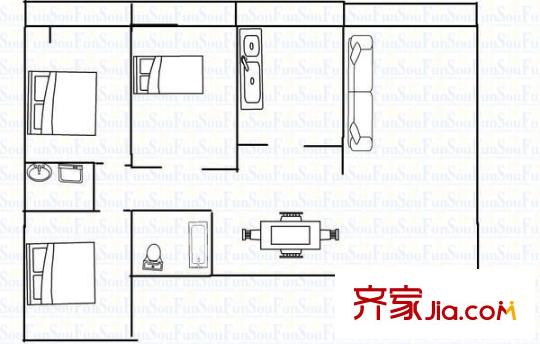 飲料廠家屬院 3室 戶型圖