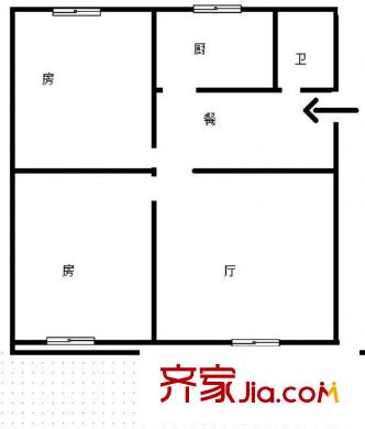 油脂加工廠家屬院  2室 戶型圖