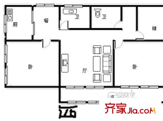 藥檢所家屬院  2室  戶型圖