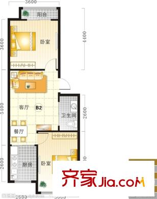 天鵝湖小區(qū) 2室   戶型圖