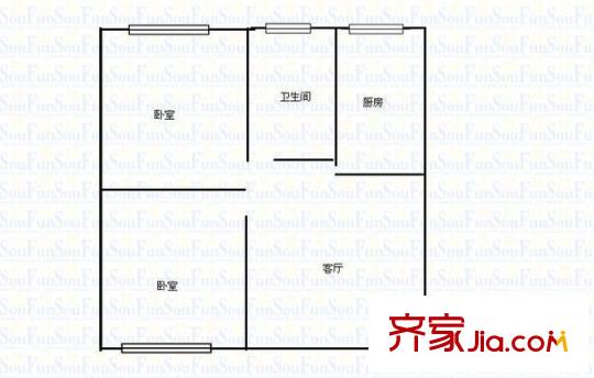 藍(lán)星公司家屬院(西固)戶型圖藍(lán)星公司家屬院（西固） 2室   戶型圖 2室1廳1衛(wèi)1廚
