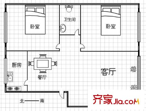 藍(lán)星公司家屬院(西固)戶型圖藍(lán)星公司家屬院（西固） 2室   戶型圖 2室2廳1衛(wèi)1廚