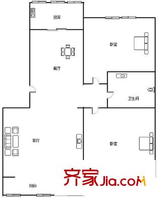 蘭州針織廠家屬院 2室 戶型圖