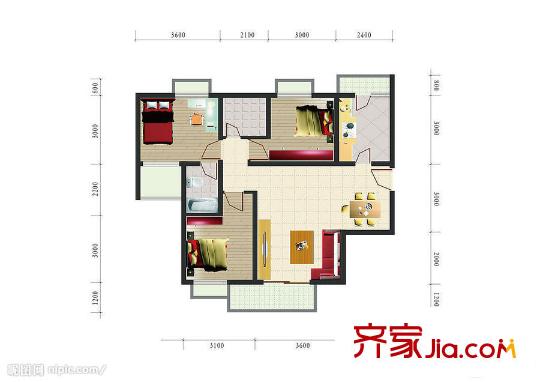 天鵝湖小區(qū) 3室   戶型圖