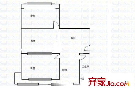 錦華家屬院戶型圖2室2廳 2室2廳1衛(wèi)1廚