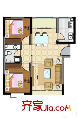 經(jīng)緯印象C1（72.90）戶型. 2室2廳1衛(wèi)1廚