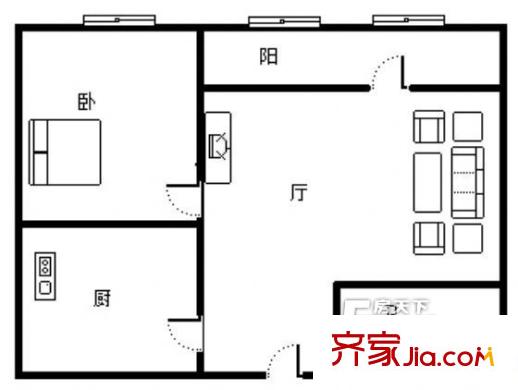 華亮家園戶型圖一室一廳一廚一衛(wèi) 1室1廳1衛(wèi)1廚
