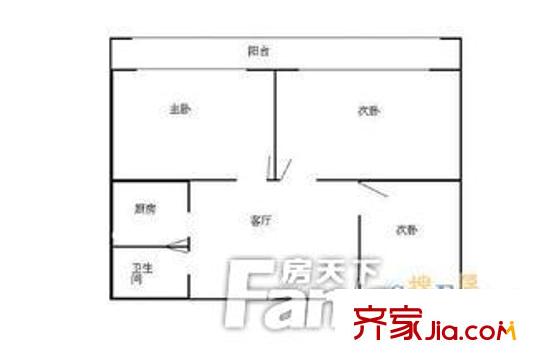 工交局家屬院  3室  戶型圖