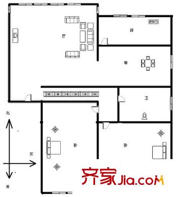 華亮家園戶型圖兩室兩廳一衛(wèi) 2室2廳1衛(wèi)1廚