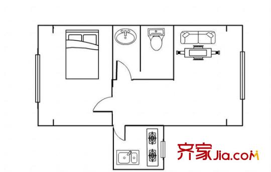 省審計廳家屬院 1室 戶型圖