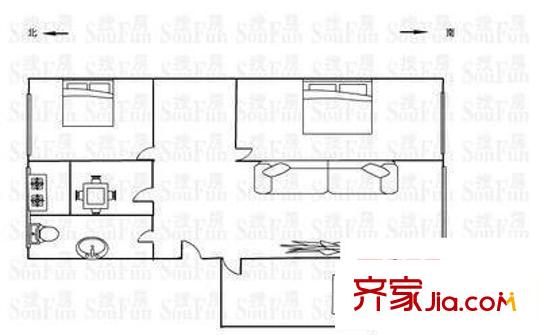 審計廳家屬院 3室 戶型圖