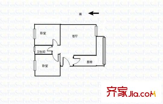  西固福利路社區(qū)家屬院  2室  戶型圖