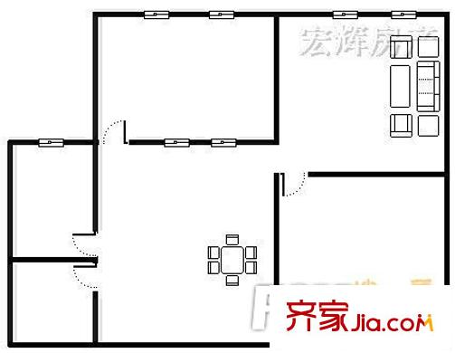 廣電家園  2室  戶型圖