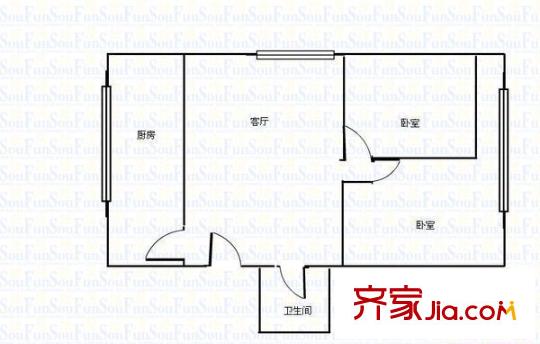 黃河北水利局家屬院 2室 戶型圖