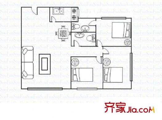 春蕾小區(qū) 3室 戶型圖