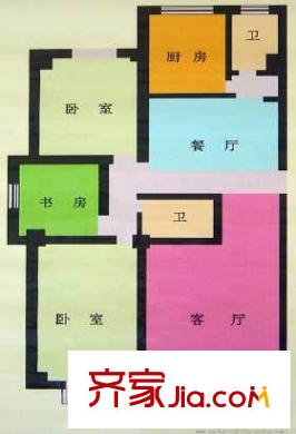 慧澤苑戶型圖三室兩廳兩衛(wèi)一廚 3室2廳2衛(wèi)1廚