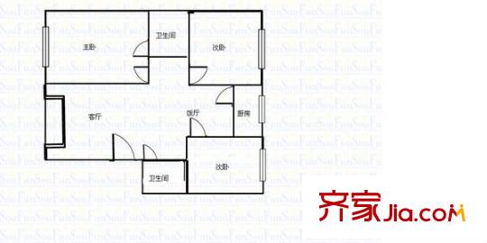 中街子小區(qū) 3室 戶型圖